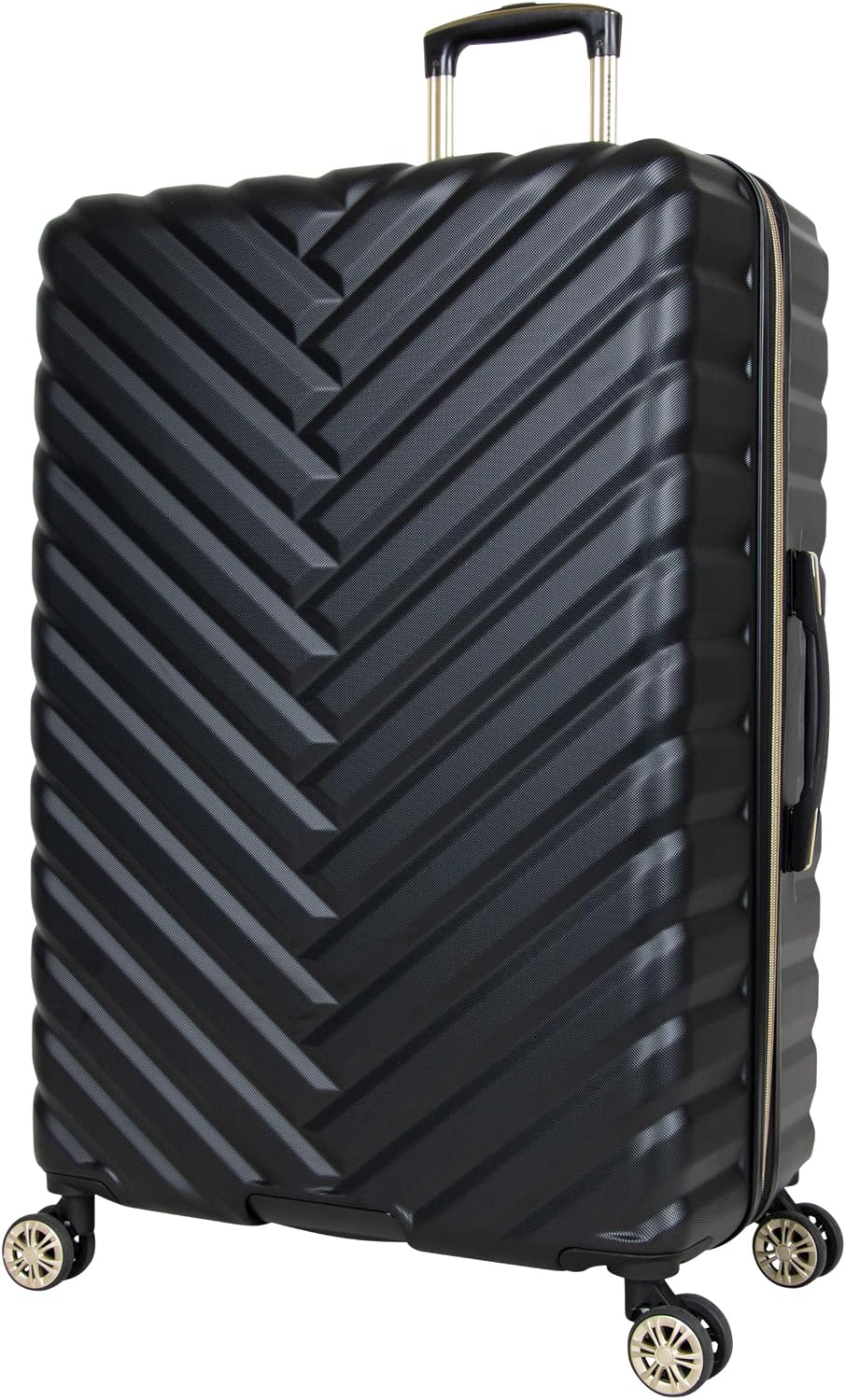 Kenneth Cole REACTION Madison Square Lightweight Hardside Chevron Expandable Spinner Luggage, Black, 24-Inch Checked