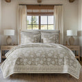 Levtex Home Adare Taupe Reversible Twin XL/Twin Quilt Set (68x86in) with 1 Pillow Sham (26x20in) - Floral Bedding - Taupe White - Cotton Twin Size Quilt Bedding Set - Lightweight, Soft, Pre-Washed