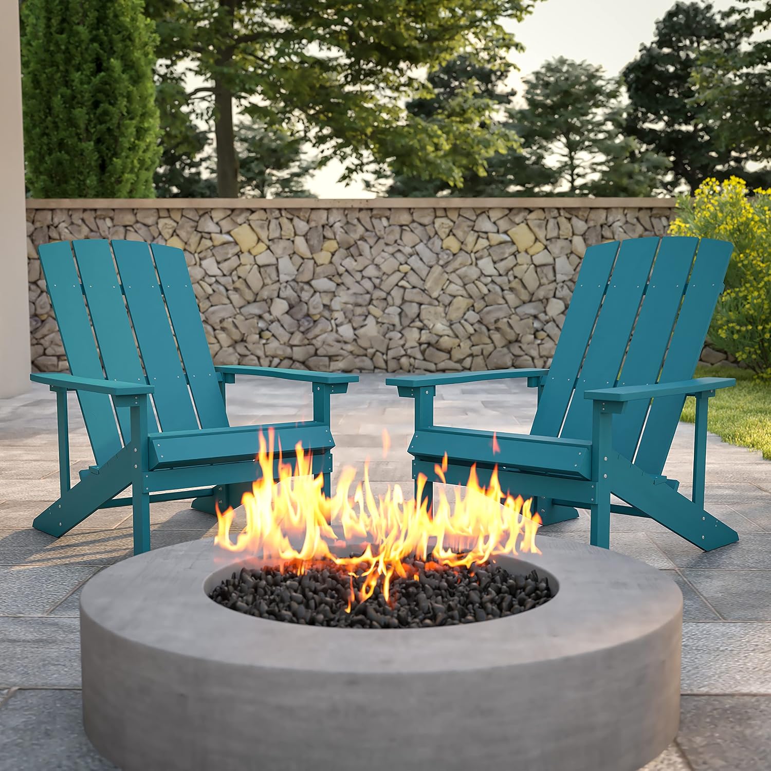 Flash Furniture Charlestown Poly Resin Adirondack Chair - Sea Foam - All Weather - Indoor/Outdoor - Set of 2