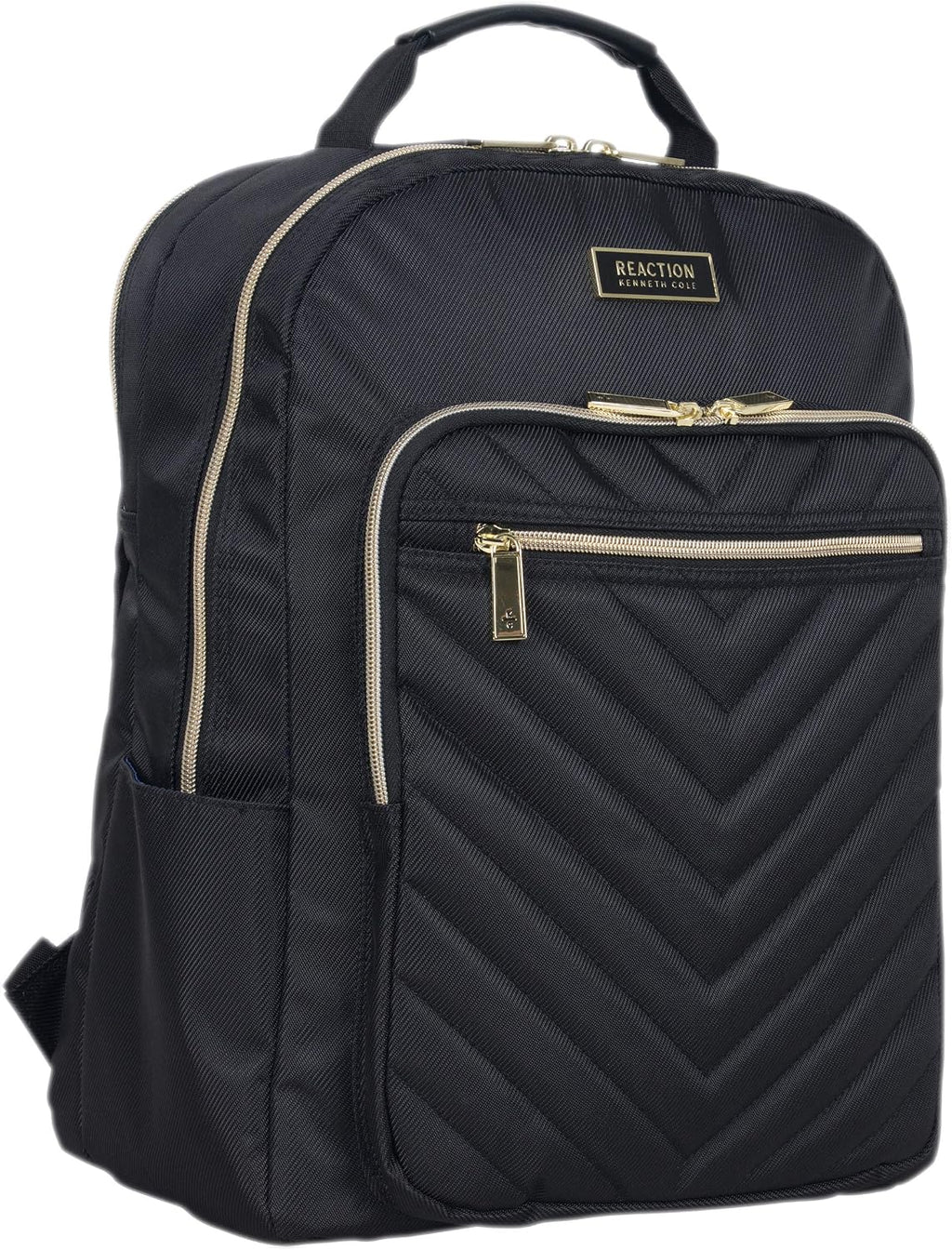 Kenneth Cole REACTION Madison Square Lightweight Hardside Chevron Expandable Spinner Luggage, Black, 2-Piece (20' Carry On + Backpack)