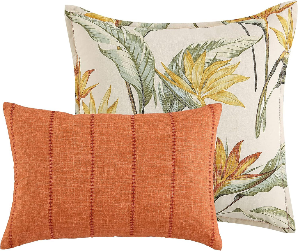 Tommy Bahama - Queen Comforter Set, Reversible Cotton Bedding with Matching Shams & Bonus Throw Pillows, Super Soft Bedding Set (Birds of Paradise Off-White, Queen)