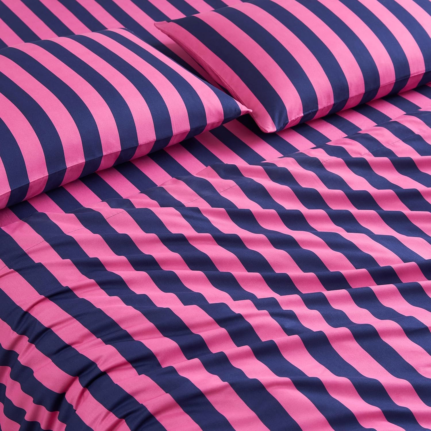 Juicy Couture Rose Logo Twin Comforter Set, Navy/Pink – 6-Piece Complete Bed in a Bag