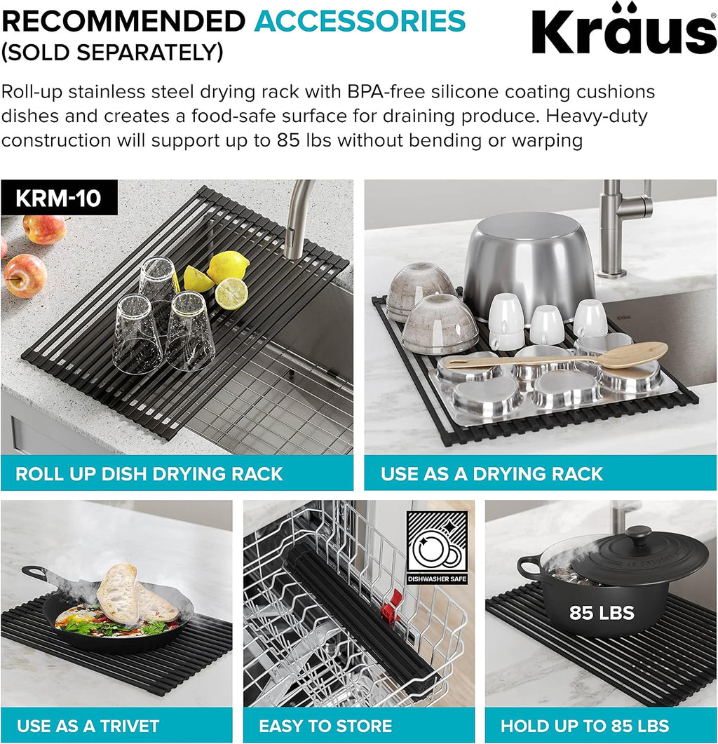 KRAUS Dex 32-inch Undermount 16 Gauge Stainless Steel Single Bowl Kitchen Sink, KA1US32B