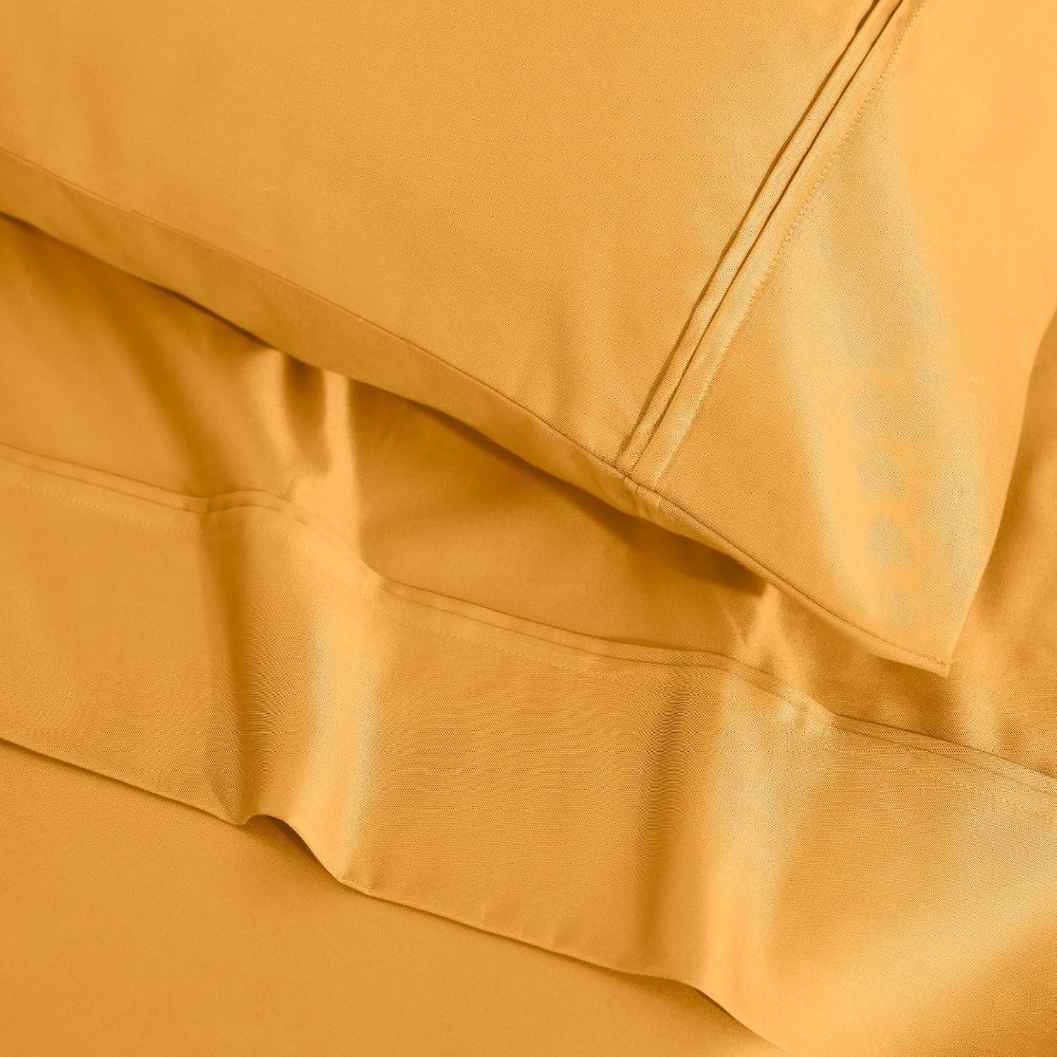 Superior 1200 Thread Count Egyptian Cotton Sheet Set, Bedroom Sheets, Modern Home Essentials, Luxury Bedding, 1 Elastic Deep Pocket Fitted Bed Sheet, 1 Flat Sheet, 2 Pillowcases, Queen, Dijon