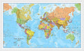 Maps International Medium Political World Wall Map - Push Pin Board Mounted with White Wood Frame - 23 x 33