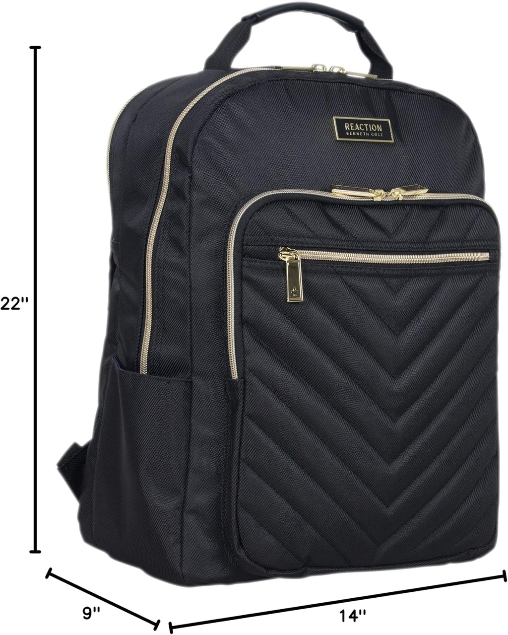 Kenneth Cole REACTION Madison Square Lightweight Hardside Chevron Expandable Spinner Luggage, Black, 2-Piece (20' Carry On + Backpack)