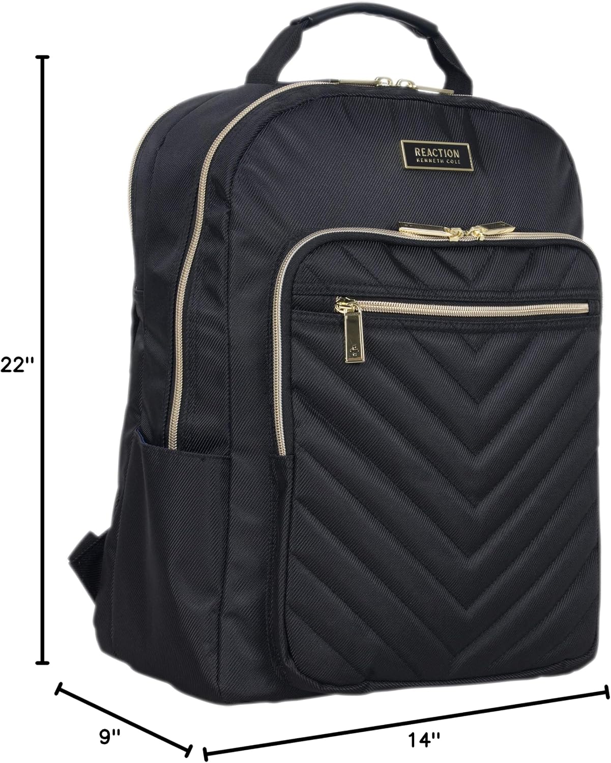 Kenneth Cole REACTION Madison Square Lightweight Hardside Chevron Expandable Spinner Luggage, Black, 2-Piece (20' Carry On + Backpack)