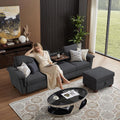 108' Sectional Sofa, Convertible L Shaped Sofa with Ottoman and Large Storage, 4 Seat Sectional Couch with Cup Holder, Couches for Living Room, Apartment, Office (Dark Grey)