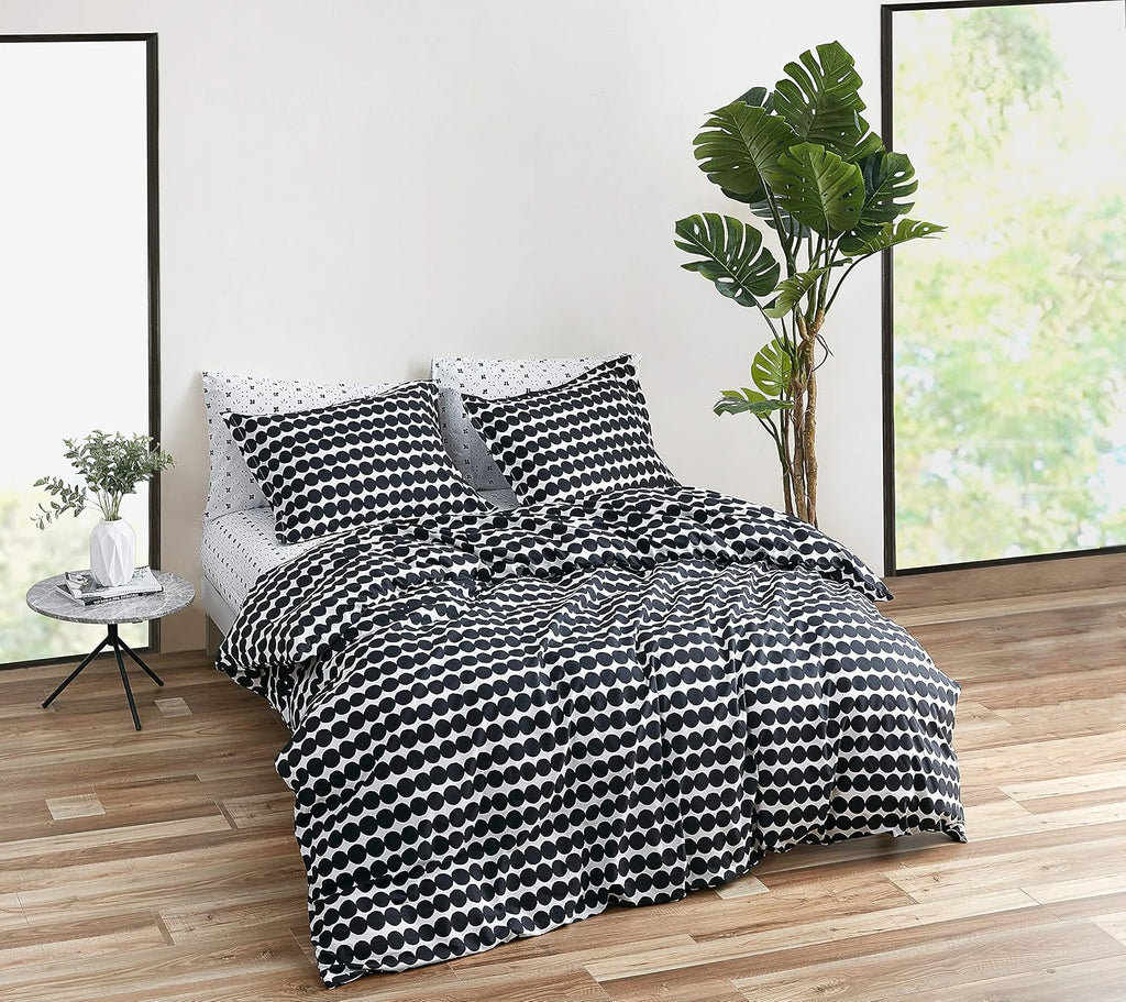 Marimekko - Queen Duvet Cover Set, Cotton Bedding with Matching Shams & Button Closure, All Season Home Decor (Rasymatto Black, Queen)