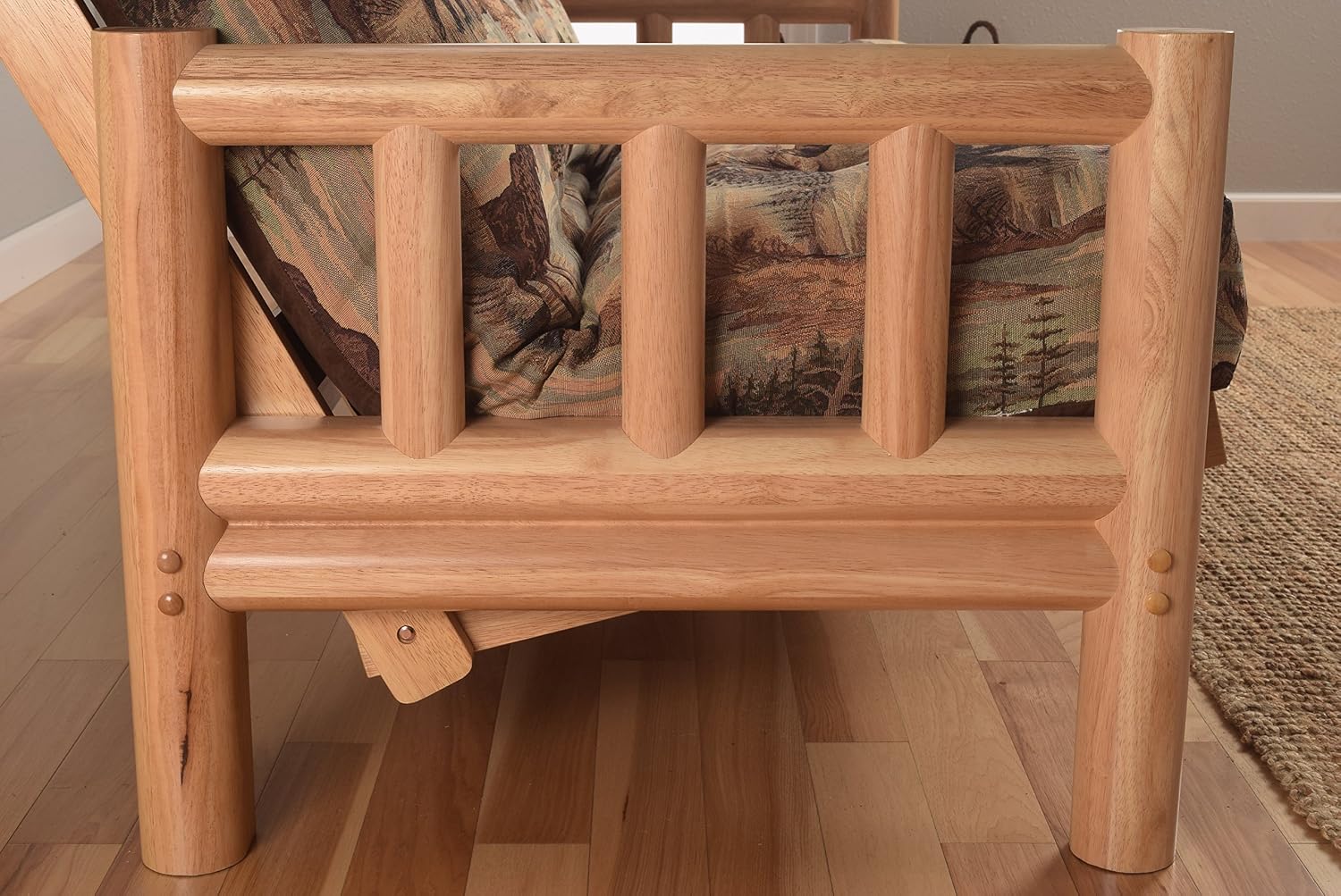 Kodiak Futons Lodge Futon in Natural Finish, Oregon Trail Saddle