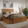 AFI, Nantucket Full Platform Bed with Footboard & Storage Drawers, Light Toffee