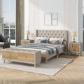 SOFTSEA Upholstered Bedroom Furniture Set Home Furniture for 4 Include Modern Full Size Platform Bed Frame, 2 Modern Nightstands and 1 End of Bed Storage Bench
