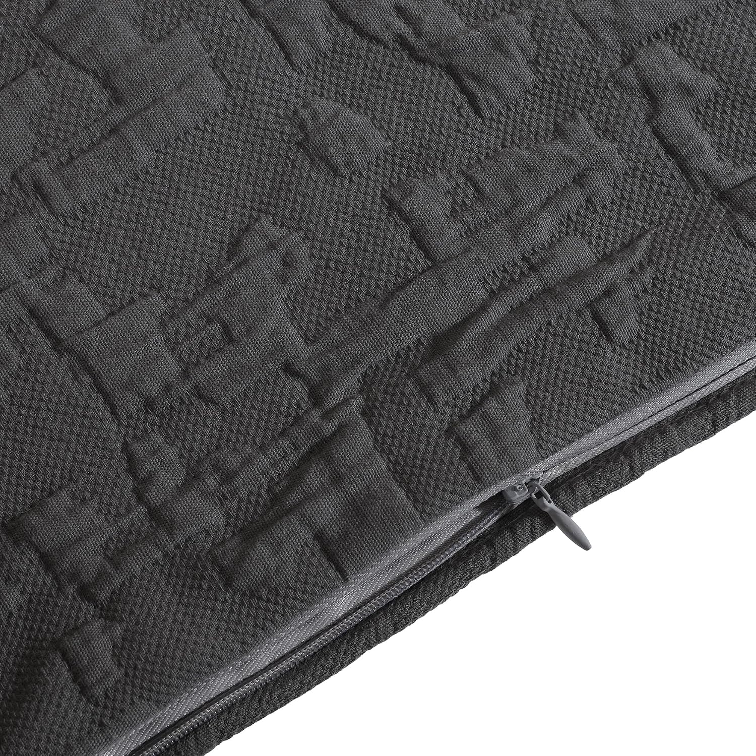 HiEnd Accents Porto Matelassé 3 Piece Duvet Cover Set with Pillow Shams, Queen Size, Cotton Charcoal Gray Textured Modern Boho Chic Casual Luxury Bedding, 1 Comforter Cover, 2 Pillowcases