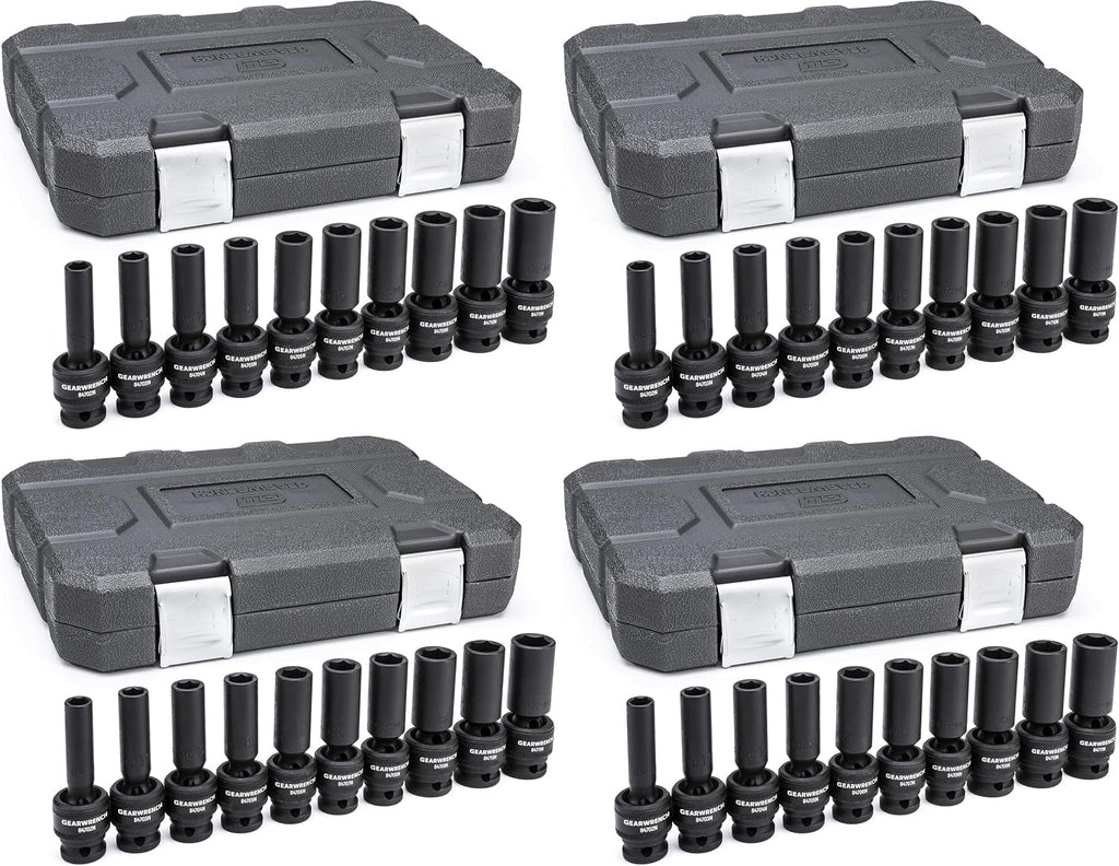 GEARWRENCH 10 Pc. 1/2' Drive 6 Pt. Deep Universal Impact Socket Set, Metric - 84945N (Pack of 4)