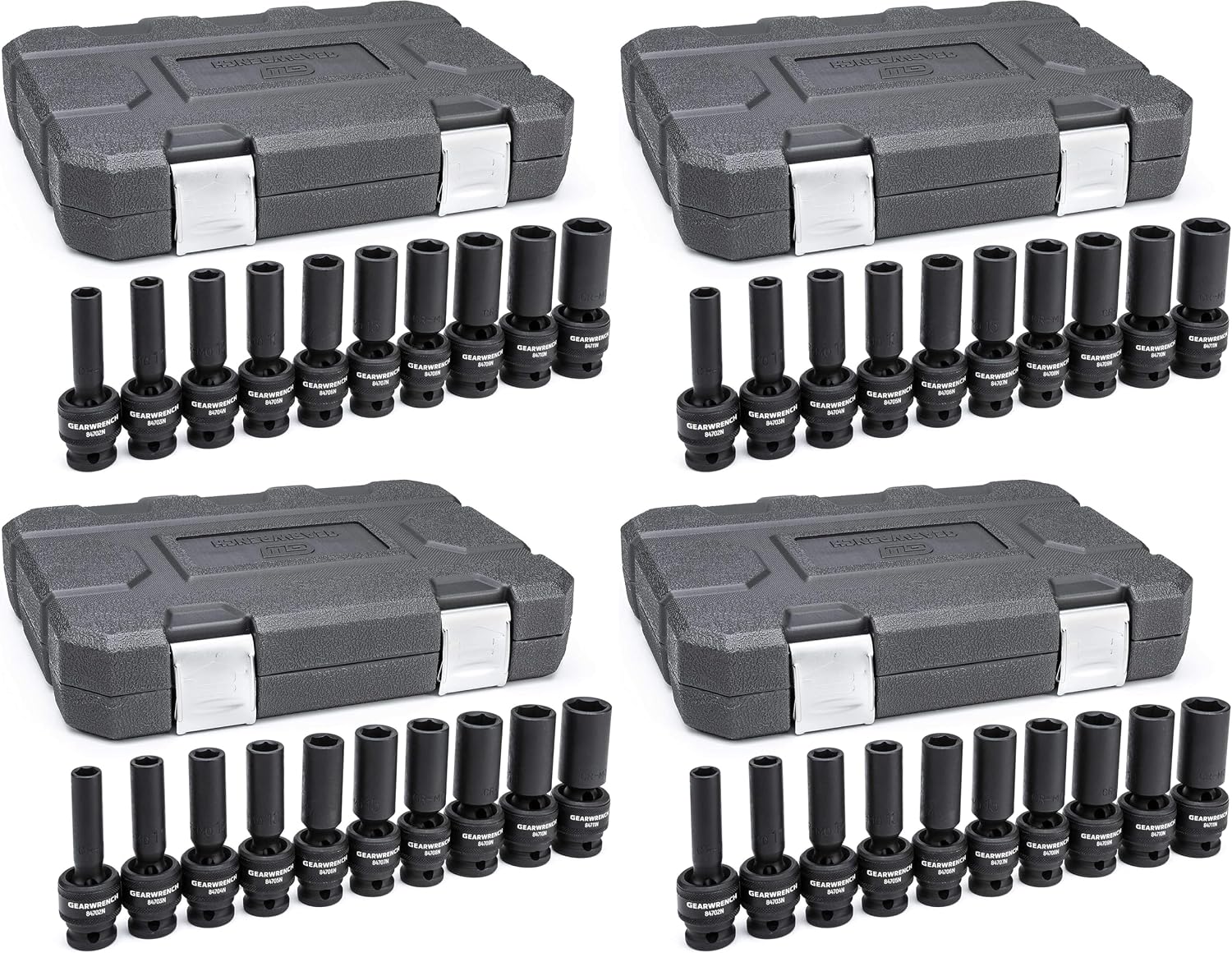 GEARWRENCH 10 Pc. 1/2' Drive 6 Pt. Deep Universal Impact Socket Set, Metric - 84945N (Pack of 4)