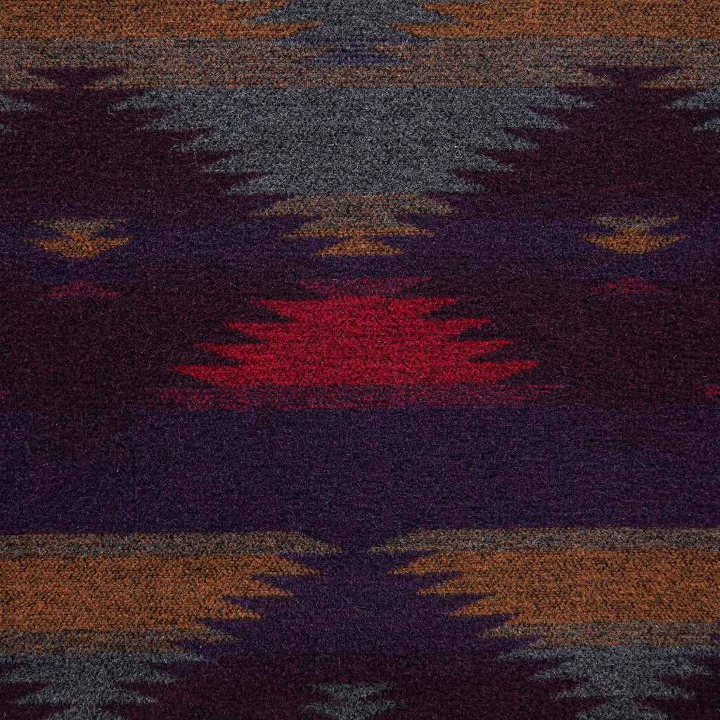 Paseo Road Gila Wool Blend Western Blanket Set, 2 Piece Twin Purple Geometric Print Aztec Blanket, Southwestern Tribal Indian Modern Rustic Warm Blanket Set with Pillow Sham