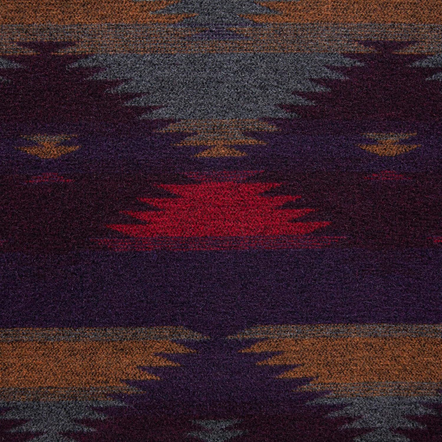 Paseo Road Gila Wool Blend Western Blanket Set, 2 Piece Twin Purple Geometric Print Aztec Blanket, Southwestern Tribal Indian Modern Rustic Warm Blanket Set with Pillow Sham