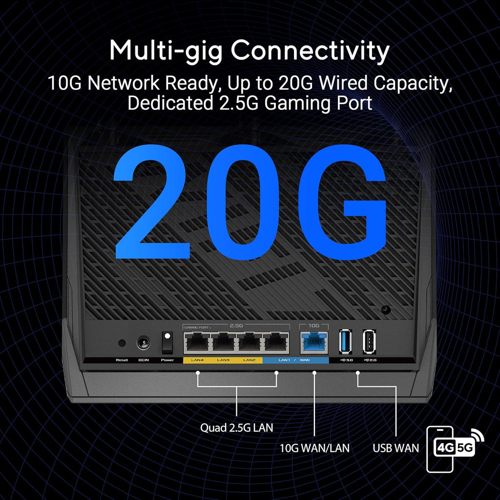 ASUS RT-BE86U BE6800 Dual-Band WiFi 7 Router, Supports 4096-QAM, MLO, AI WAN Detection, AiMesh, Subscription-Free Network Security, and Comprehensive VPN Features, Guest Network Pro, Gaming (Renewed)