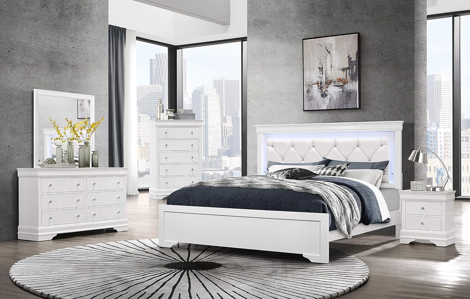White Full 5PC Bedroom Set