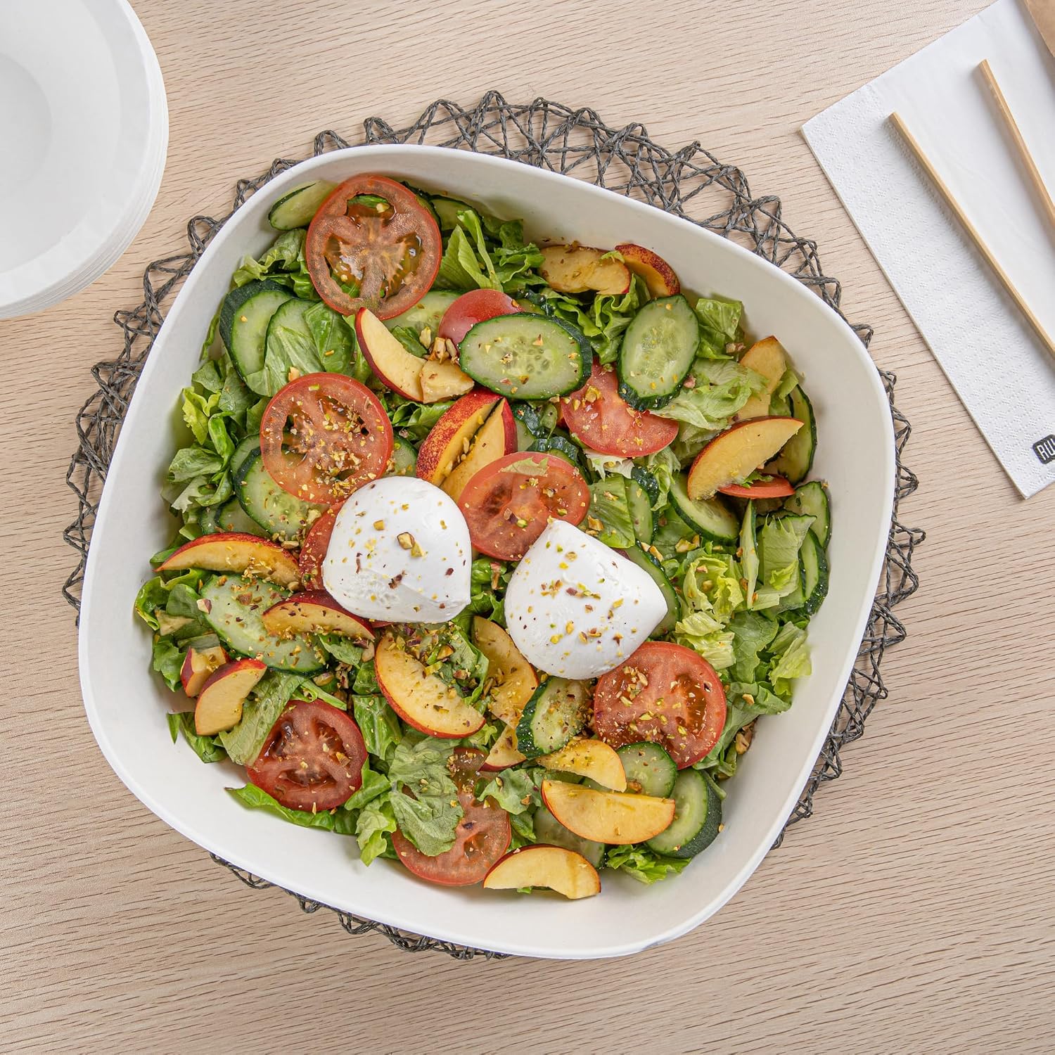Indo 6.3 Inch Square Palm Plates, 100 Microwavable Palm Leaf Dinner Plates - Freezable, No PFAS Added, Areca Palm Leaf Plates, Oven-Ready, For Hot & Cold Foods - Restaurantware