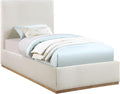 Meridian Furniture MonacoCream-T Monaco Collection Modern | Contemporary Boucle Fabric Upholstered Twin Bed withSolid Wood Natural Wire Brush Finish, 43.5' W x 82.5' D x 52' H, Cream, Twin
