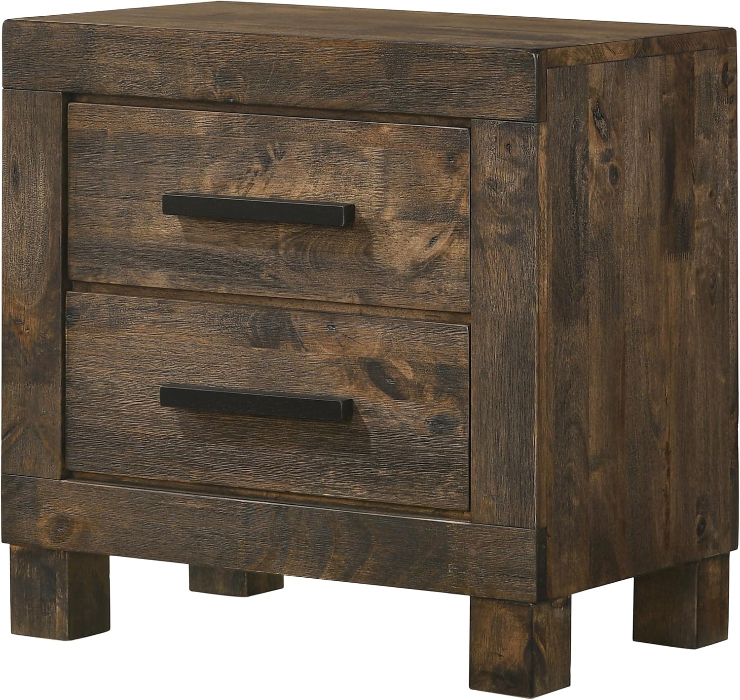 Coaster Home Furnishings Woodmont Farmhouse Engineered Wood 2-Drawer Bedroom Nightstand Bedside Table Organizer Unit Rustic Golden Brown 222632