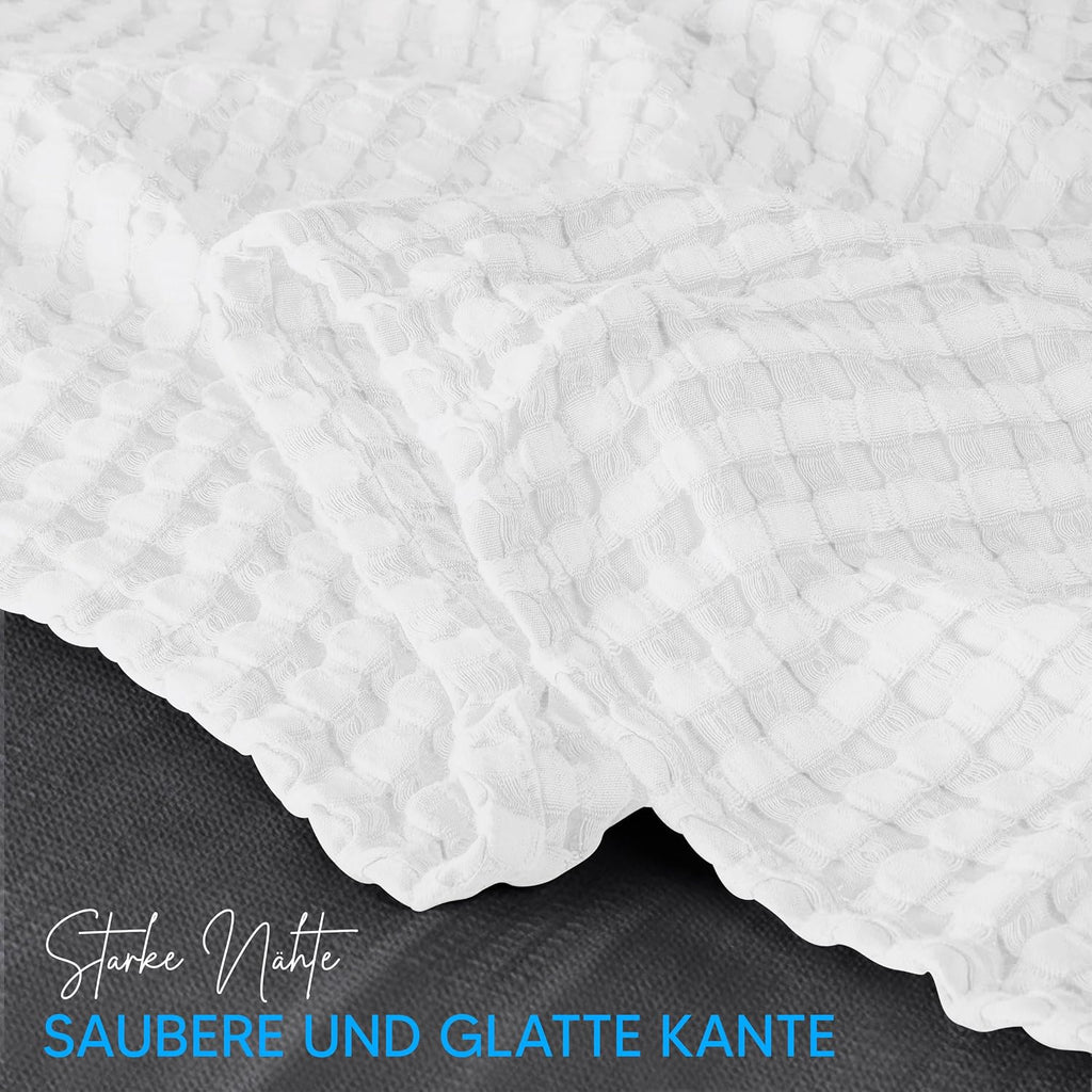 Utopia Bedding White 100% Cotton Waffle Blanket 300 GSM [Queen - 90x90 Inch] Soft Lightweight Breathable Bed Blanket for All Season (Pack of 8)