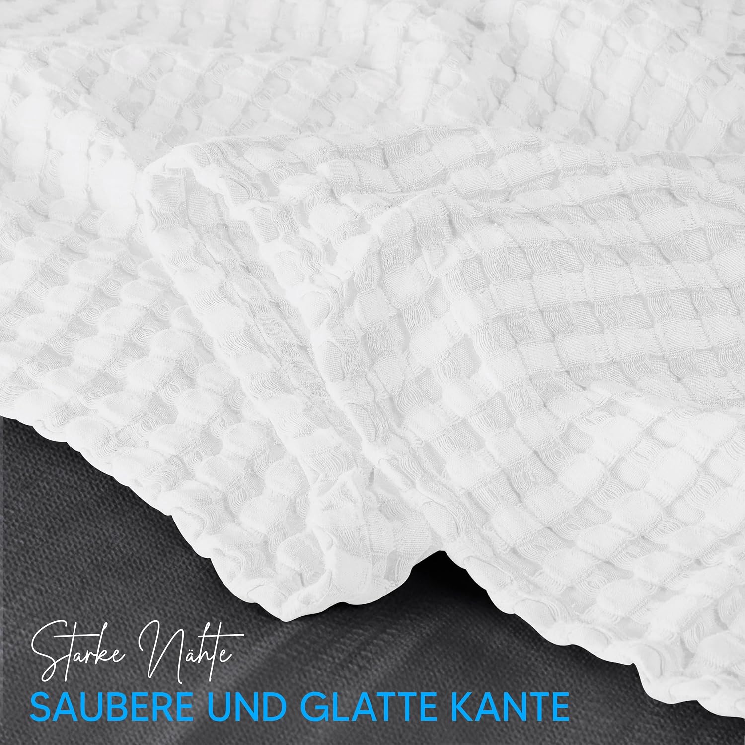 Utopia Bedding White 100% Cotton Waffle Blanket 300 GSM [Queen - 90x90 Inch] Soft Lightweight Breathable Bed Blanket for All Season (Pack of 8)