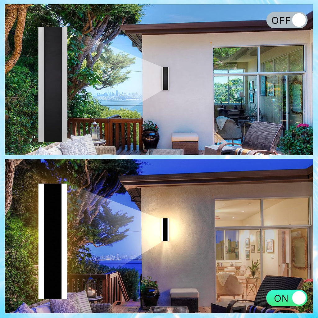 Outdoor Wall Light Fixtures Modern Long LED Wall Sconce Black Exterior Light Fixture Ip65 Waterproof Wall Lamp 3000k Metal Rectangular Wall Lights For Villa Patio,Courtyard,Porch Bedroom,59.05''