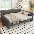 RuiSiSi King Size Daybed with USB, Upholstered Daybed Frame for Bedroom, Modern Daybed King with with USB, Gray