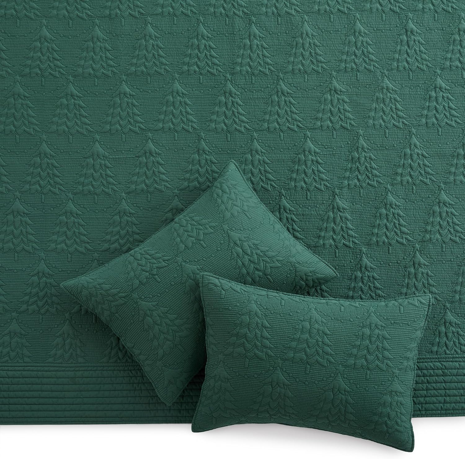 Levtex Home - O Christmas Tree Quilt Set - Twin Quilt and One Standard Sham - Christmas Tree - Green - Quilt (68x86in.) and Sham (20x26in.) - Reversible - Cotton