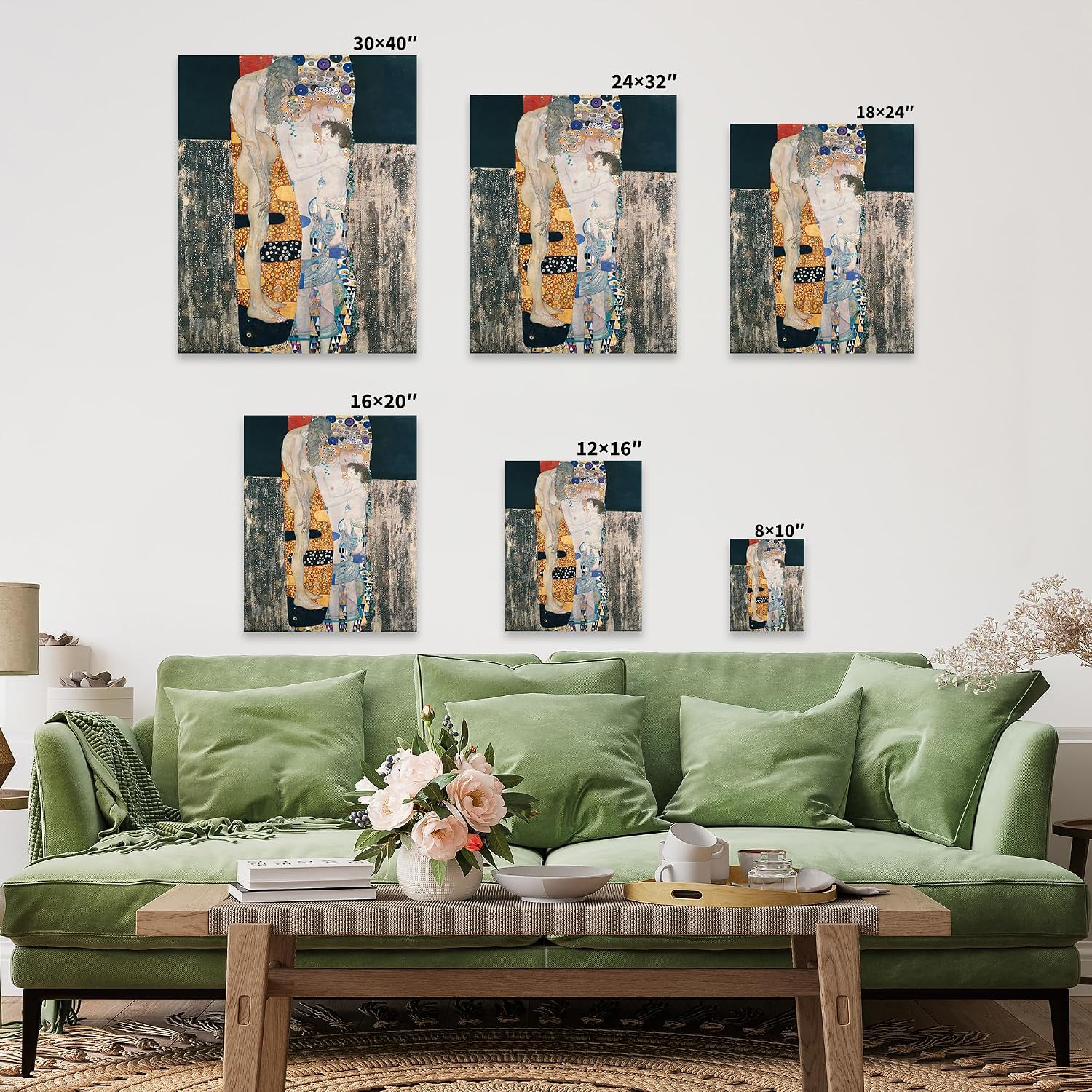 Poster Master Vintage Gustav Klimt Canvas - Retro The Three Ages of Woman Print - Fine Art - Classic Symbolism Painting - Art Nouveau Bedroom or Living Room Wall Decor - 24x32 STRETCHED Canvas