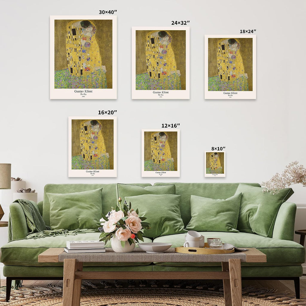 Poster Master Vintage Gustav Klimt Canvas - Retro The Kiss Print - Abstract Symbolism - Aesthetic Art - Classic Painting - Art Nouveau Living Room Wall Decor - 24x32 STRETCHED Canvas