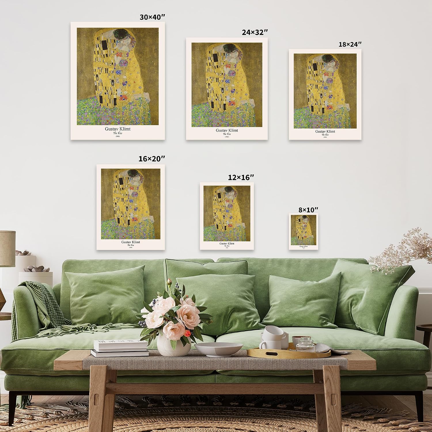 Poster Master Vintage Gustav Klimt Canvas - Retro The Kiss Print - Abstract Symbolism - Aesthetic Art - Classic Painting - Art Nouveau Living Room Wall Decor - 24x32 STRETCHED Canvas
