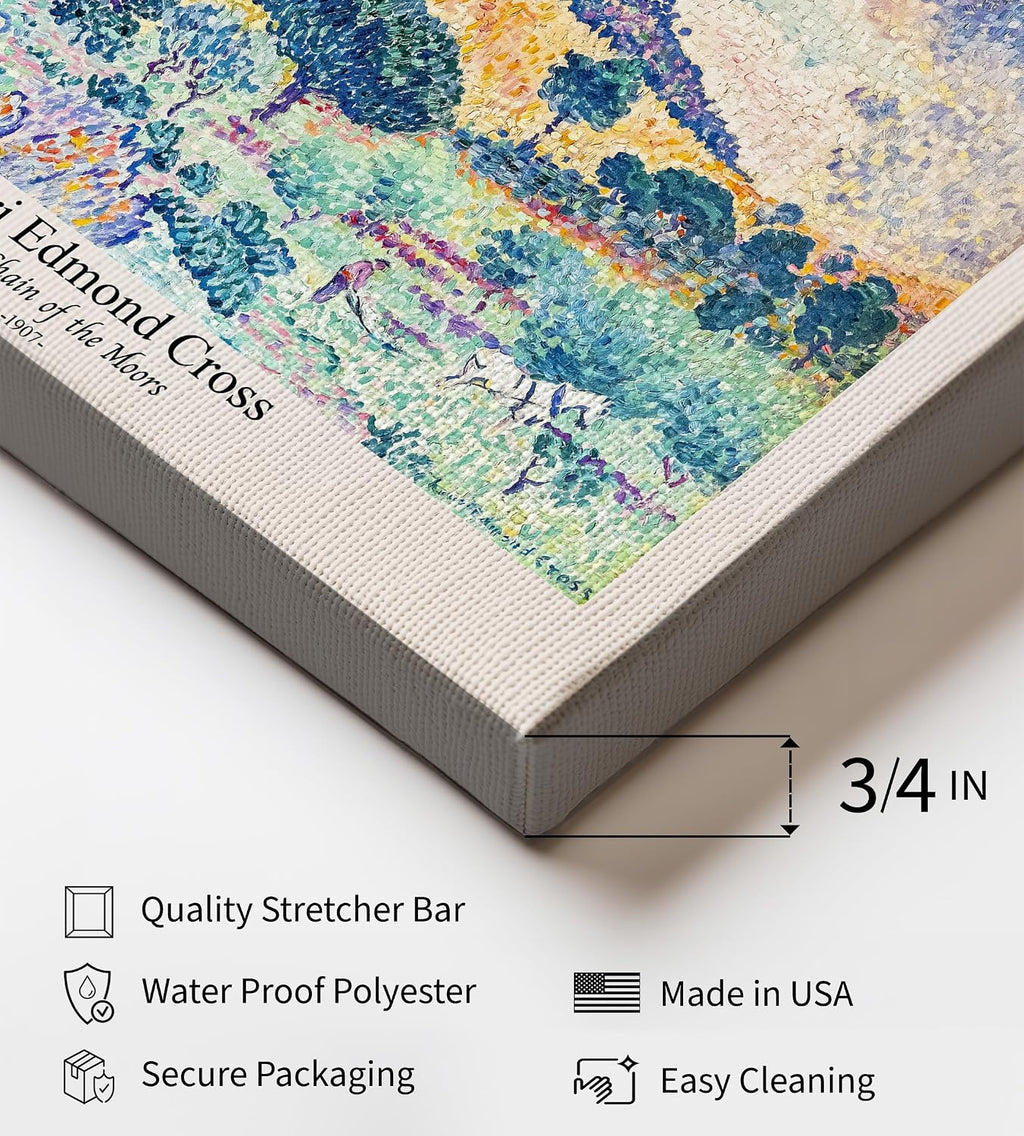 Poster Master Vintage Henri Edmond Cross Canvas - Retro The Chain of the Moors Print - Abstract Art - Classic Impressionism Painting - Aesthetic Living Room Wall Decor - 24x32 STRETCHED Canvas