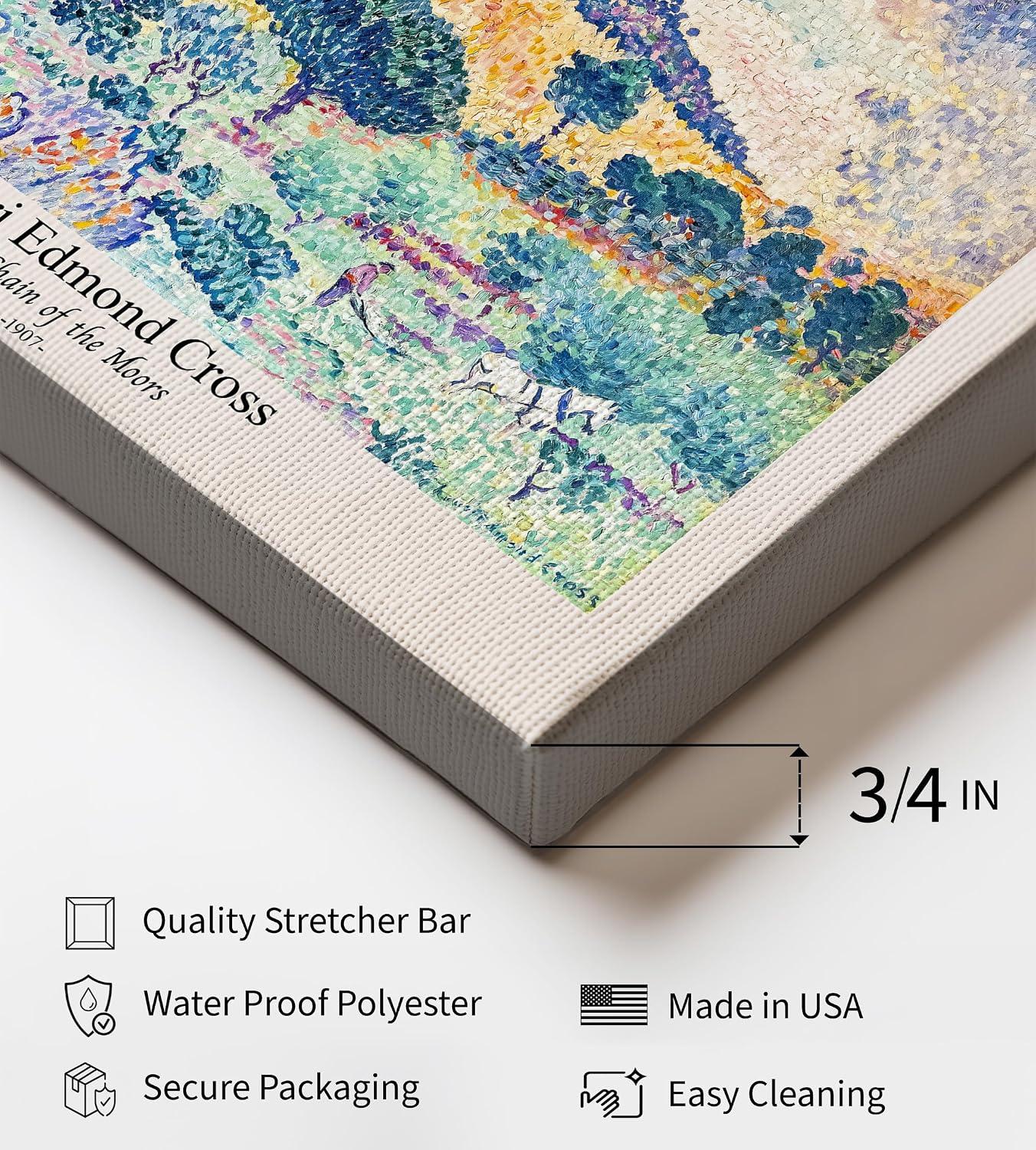Poster Master Vintage Henri Edmond Cross Canvas - Retro The Chain of the Moors Print - Abstract Art - Classic Impressionism Painting - Aesthetic Living Room Wall Decor - 24x32 STRETCHED Canvas