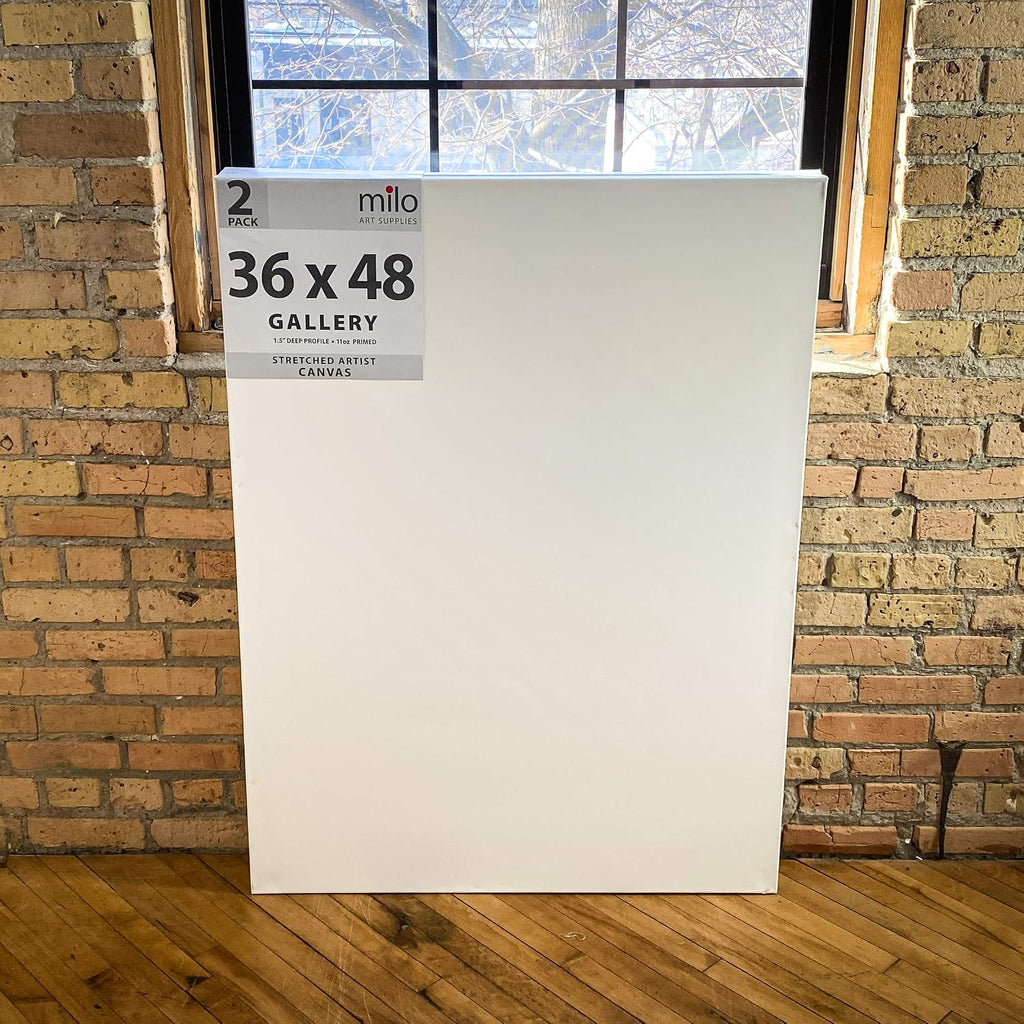 milo Stretched Artist Canvas | 36x48 inches | 2 Pack | 1.5' inch Thick Gallery Profile | 15 oz Primed Large Canvases for Painting, Ready to Paint Art Supplies for Acrylic, Oil