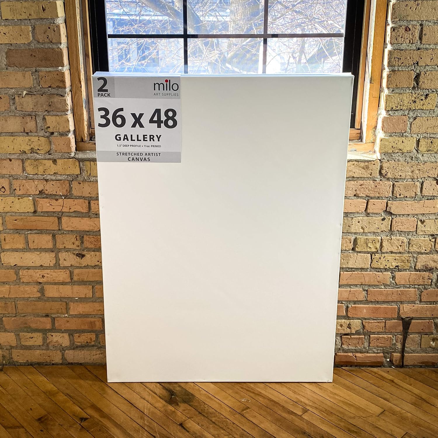milo Stretched Artist Canvas | 36x48 inches | 2 Pack | 1.5' inch Thick Gallery Profile | 15 oz Primed Large Canvases for Painting, Ready to Paint Art Supplies for Acrylic, Oil