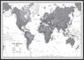 Maps International Large Political World Wall Map - Black & White - Push Pin Board Mounted with Black Wood Frame - 36 x 48