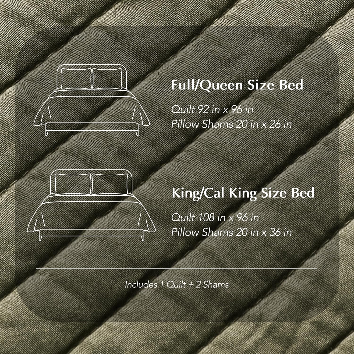 EVERGRACEHOME Cotton Sateen Quilt Set King Size, Pre-Washed Cotton Channel Stitch Coverlet Bedspread, 3 Pieces Lightweight Soft Bedding Sets for All Season, with 2 Pillow Shams, Olive Green