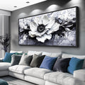 JUDASJART Black and white Canvas Painting Wall Decor For Living Room Wall Art For Bedroom Office Decoration Abstract Flowers Artworks Pictures Ready To Hang Modern Aesthetics Home Decor 32x72 In