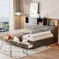 Ball & Cast Full Size Wooden Daybed with 3 Storage Drawers and Upper Soft Board,Versatile Day Bed w/a Set of Sockets & USB Ports,Bedroom Furniture for Apartment,Guest Room,Gray