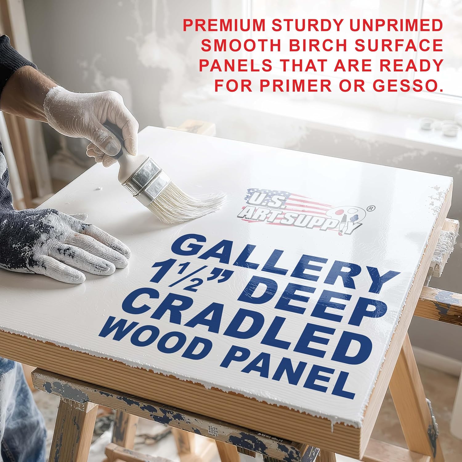 U.S. Art Supply 48' x 48' Unfinished Cradled Wood Panels for Painting, Gallery 1-1/2' Deep (2 Pack) - Artist Depth Wooden Wall Canvases - Mixed-Media Craft, Acrylic, Oil, Encaustic, Paint Pouring