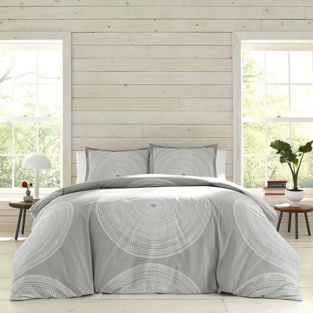 Marimekko - King Duvet Cover Set, Smooth Cotton Percale Bedding with Matching Shams, Lightweight Home Decor (Fokus Grey, King)