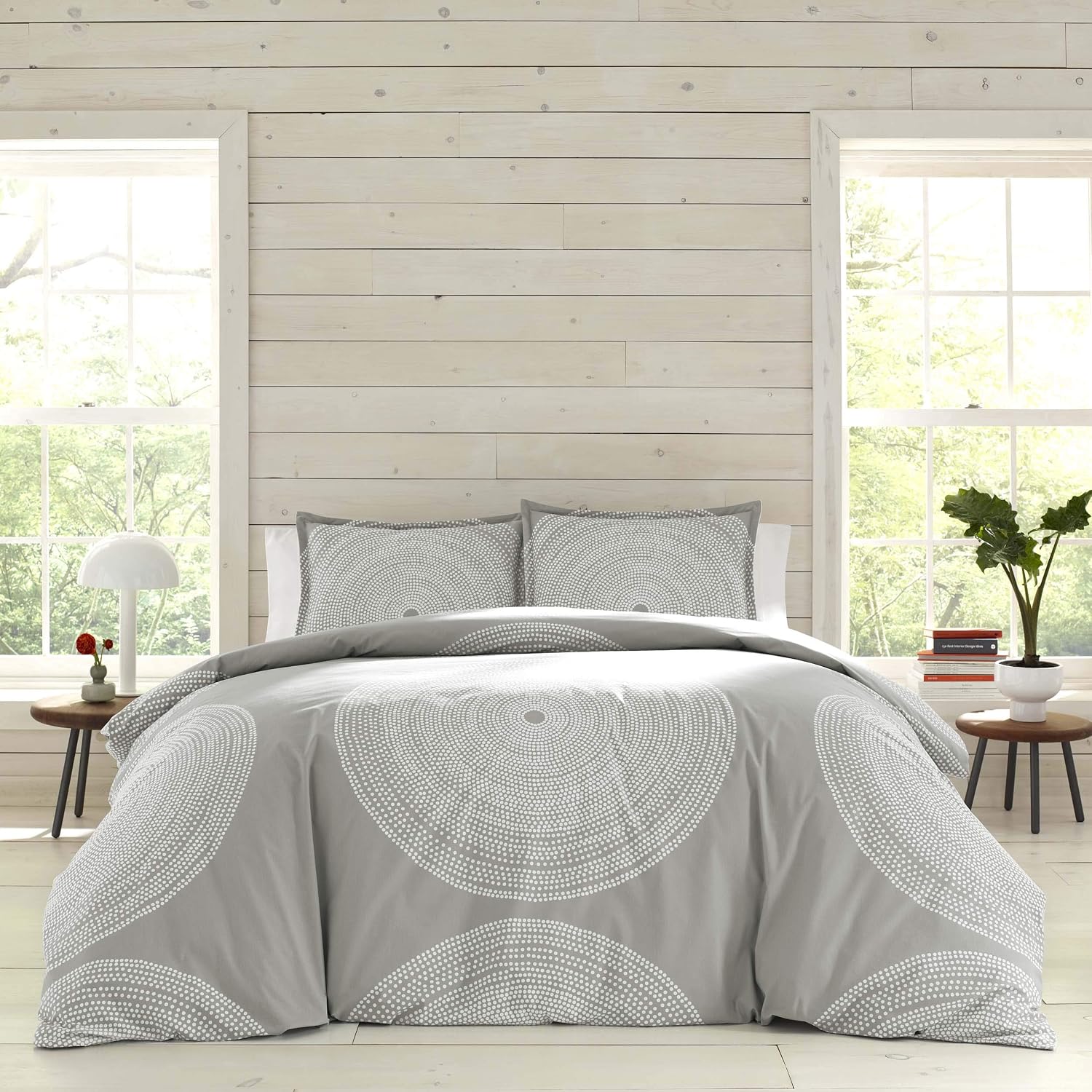 Marimekko - King Duvet Cover Set, Smooth Cotton Percale Bedding with Matching Shams, Lightweight Home Decor (Fokus Grey, King)
