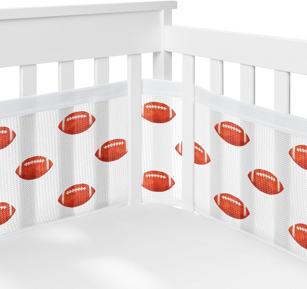 Sweet Jojo Designs American Football MVP Boy Baby Crib Bedding Set Infant Nursery Room BreathableBaby Breathable Mesh Crib Liner Blanket Fitted Sheet Skirt Diaper Stacker 6p Vintage Helmet Sport Theme