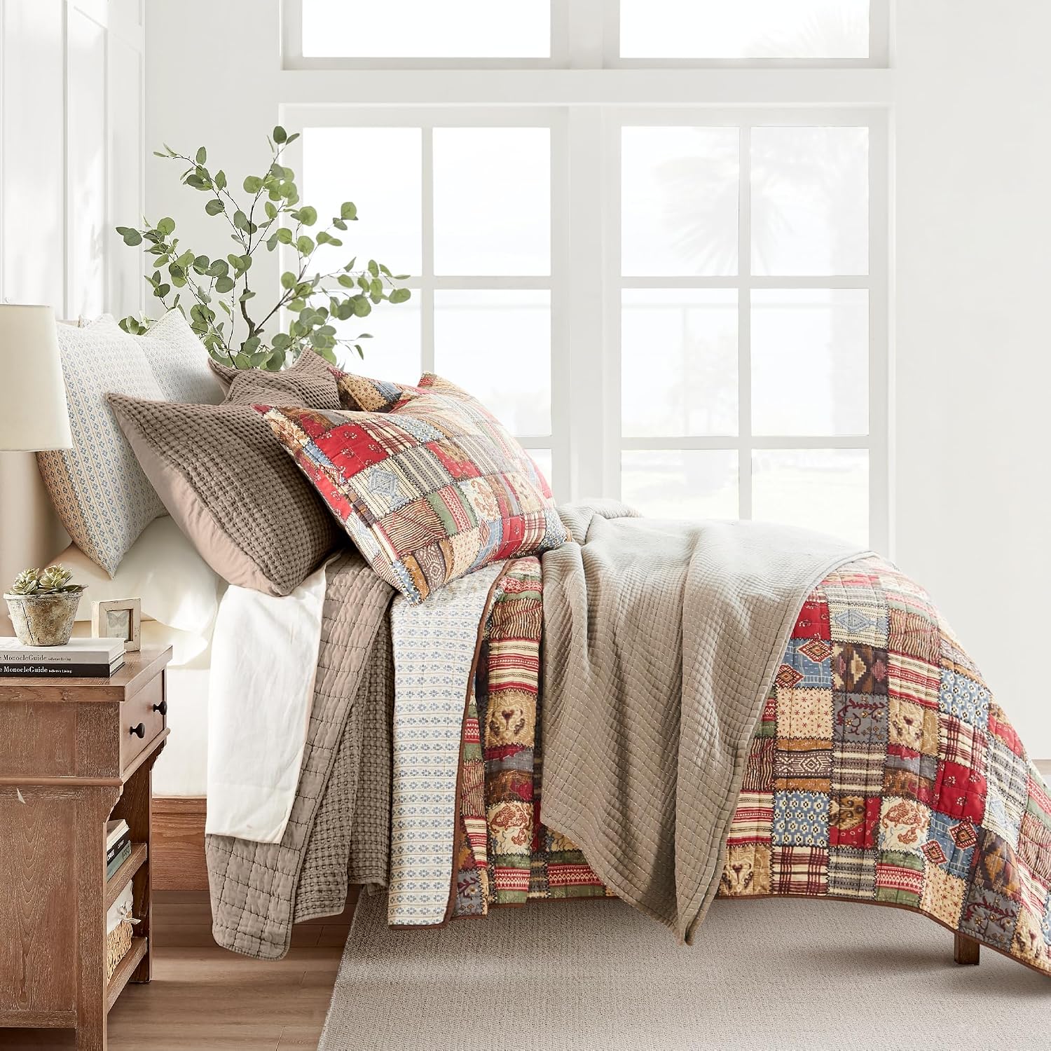 Levtex Home Mills Waffle Twin XL/Twin Quilt Set (68x86in) with 1 Pillow Sham (26x20in) - Cocoa - Cotton Waffle Twin Size Quilt Bedding Set - Lightweight, Soft, Pre-Washed