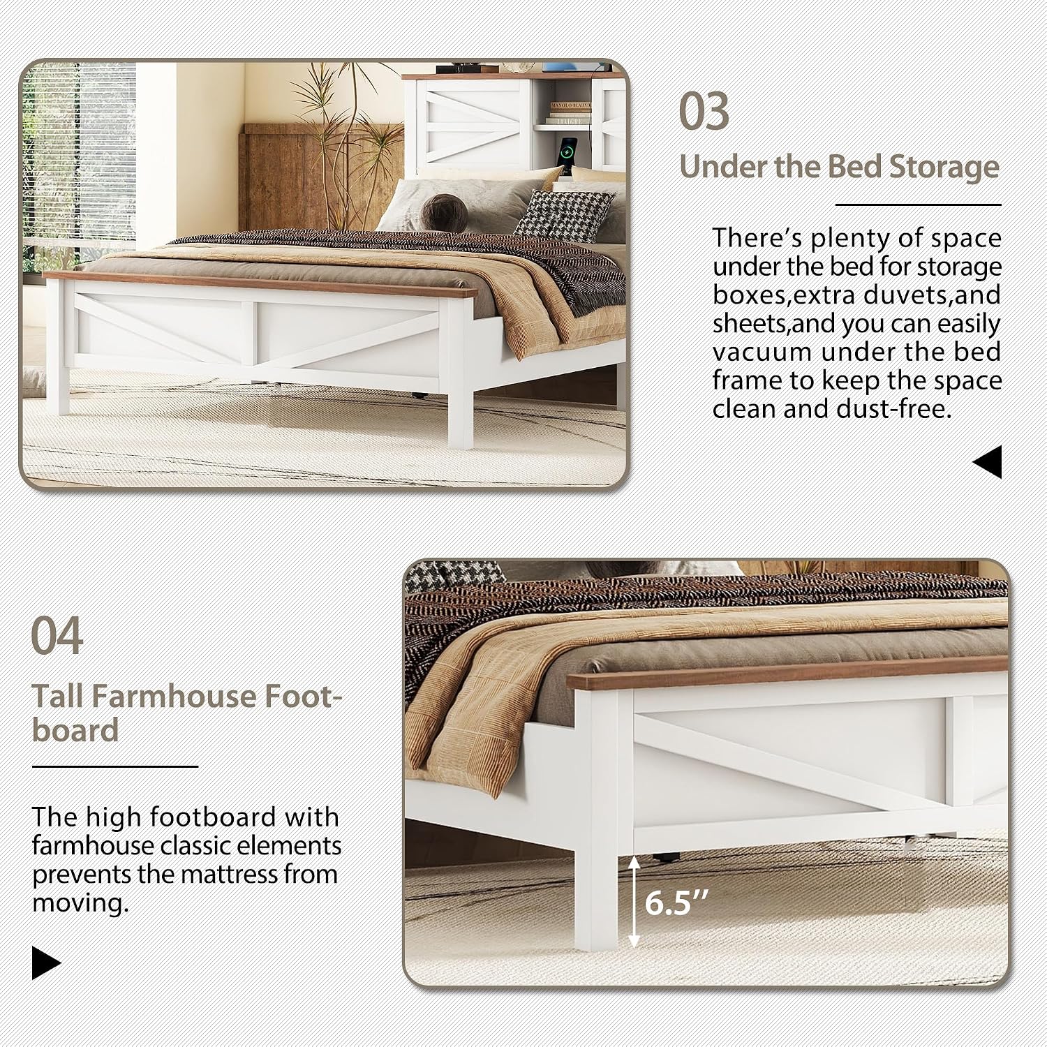 3PCS Bedroom Sets, Full Size Farmhouse Platform Bed with Double Sliding Door Storage Headboard, Cabinet & Nightstand, 3PCS Bedroom Sets with USB, for Kids, Adults, White