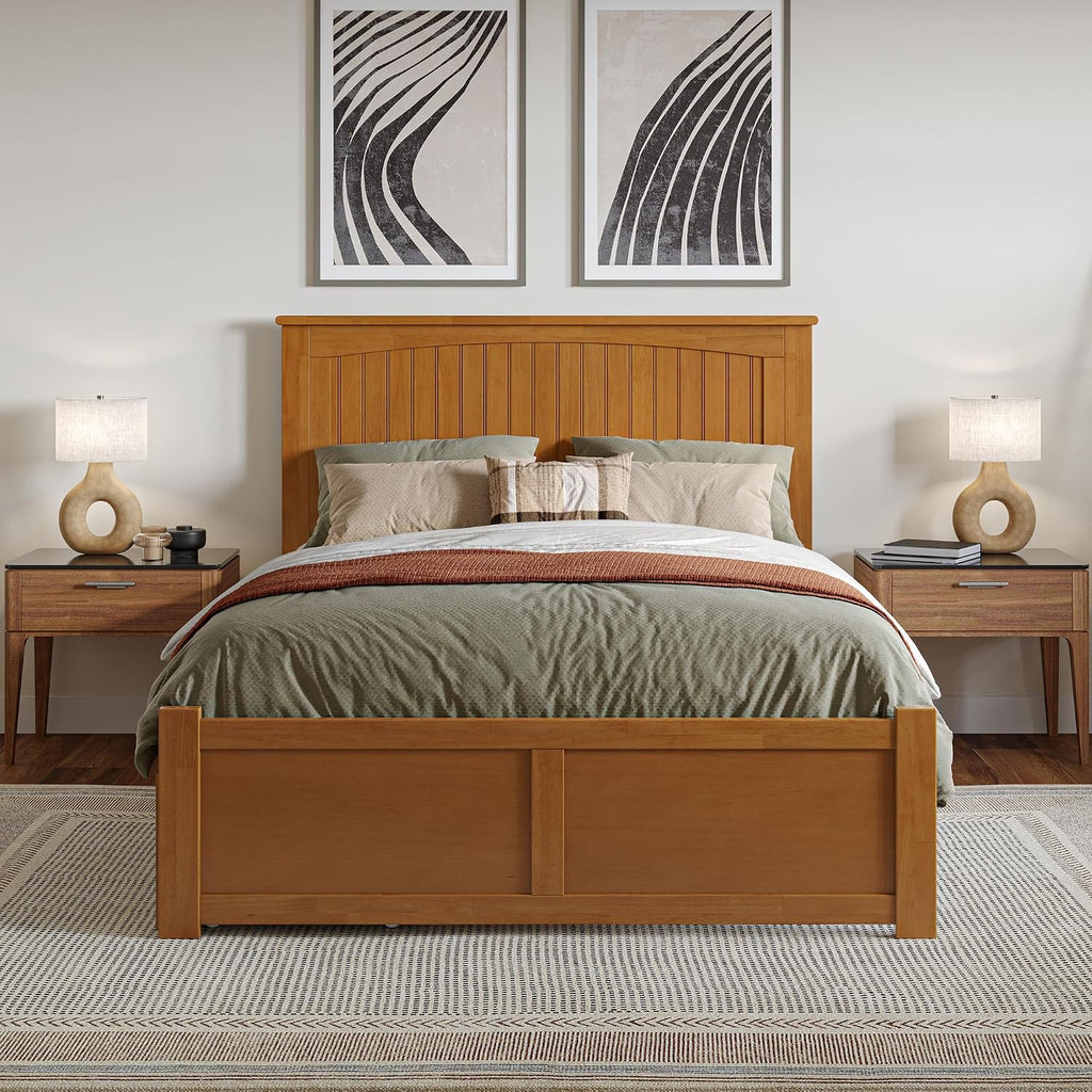 AFI, Nantucket Full Platform Bed with Footboard & Storage Drawers, Light Toffee