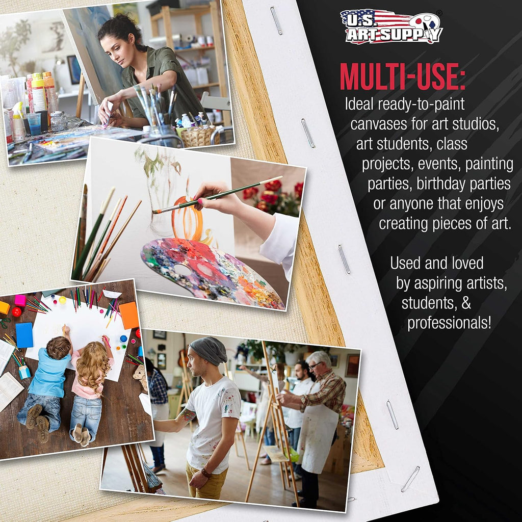 U.S. Art Supply X-Large Stretched Canvas for Painting 30x48 inch Gallery Depth 1-1/2' Thick, 2-Pack - 12oz Acrylic Gesso Triple Primed, Professional Artist Quality, 100% Cotton - Oil, Pouring Paint